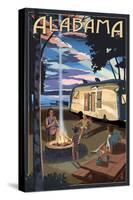 Alabama - Retro Camper and Lake-Lantern Press-Stretched Canvas