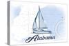 Alabama - Sailboat - Blue - Coastal Icon-Lantern Press-Stretched Canvas