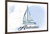 Alabama - Sailboat - Blue - Coastal Icon-Lantern Press-Framed Art Print