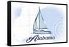 Alabama - Sailboat - Blue - Coastal Icon-Lantern Press-Framed Stretched Canvas