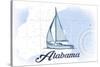 Alabama - Sailboat - Blue - Coastal Icon-Lantern Press-Stretched Canvas