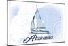 Alabama - Sailboat - Blue - Coastal Icon-Lantern Press-Mounted Art Print