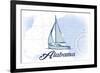Alabama - Sailboat - Blue - Coastal Icon-Lantern Press-Framed Premium Giclee Print