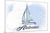 Alabama - Sailboat - Blue - Coastal Icon-Lantern Press-Mounted Premium Giclee Print