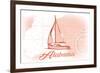 Alabama - Sailboat - Coral - Coastal Icon-Lantern Press-Framed Art Print