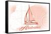 Alabama - Sailboat - Coral - Coastal Icon-Lantern Press-Framed Stretched Canvas