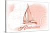 Alabama - Sailboat - Coral - Coastal Icon-Lantern Press-Stretched Canvas