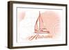 Alabama - Sailboat - Coral - Coastal Icon-Lantern Press-Framed Art Print