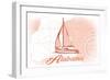 Alabama - Sailboat - Coral - Coastal Icon-Lantern Press-Framed Art Print