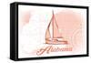 Alabama - Sailboat - Coral - Coastal Icon-Lantern Press-Framed Stretched Canvas