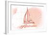 Alabama - Sailboat - Coral - Coastal Icon-Lantern Press-Framed Art Print