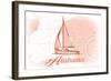 Alabama - Sailboat - Coral - Coastal Icon-Lantern Press-Framed Art Print