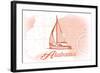 Alabama - Sailboat - Coral - Coastal Icon-Lantern Press-Framed Art Print