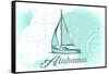 Alabama - Sailboat - Teal - Coastal Icon-Lantern Press-Framed Stretched Canvas