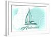 Alabama - Sailboat - Teal - Coastal Icon-Lantern Press-Framed Art Print