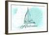 Alabama - Sailboat - Teal - Coastal Icon-Lantern Press-Framed Art Print