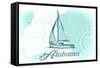 Alabama - Sailboat - Teal - Coastal Icon-Lantern Press-Framed Stretched Canvas