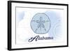 Alabama - Sand Dollar - Blue - Coastal Icon-Lantern Press-Framed Art Print