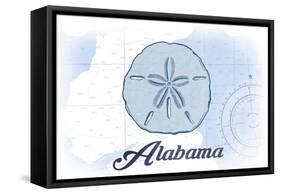 Alabama - Sand Dollar - Blue - Coastal Icon-Lantern Press-Framed Stretched Canvas