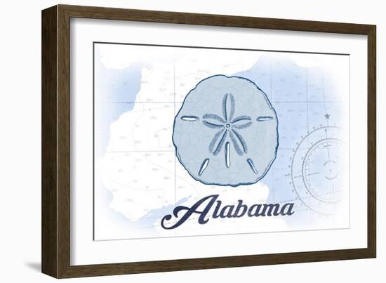 Alabama - Sand Dollar - Blue - Coastal Icon-Lantern Press-Framed Art Print