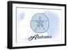 Alabama - Sand Dollar - Blue - Coastal Icon-Lantern Press-Framed Art Print