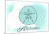 Alabama - Sand Dollar - Teal - Coastal Icon-Lantern Press-Mounted Premium Giclee Print