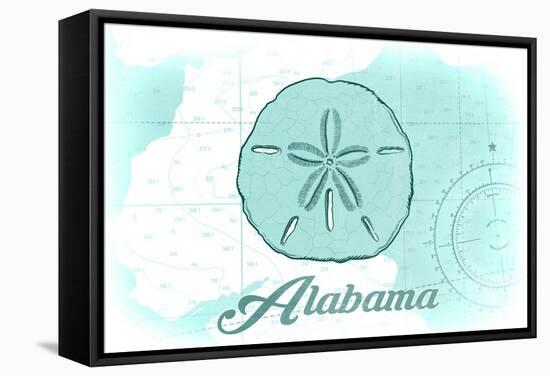 Alabama - Sand Dollar - Teal - Coastal Icon-Lantern Press-Framed Stretched Canvas