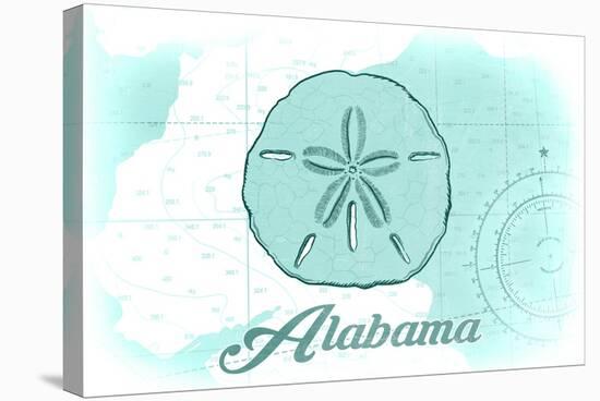 Alabama - Sand Dollar - Teal - Coastal Icon-Lantern Press-Stretched Canvas