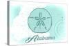 Alabama - Sand Dollar - Teal - Coastal Icon-Lantern Press-Stretched Canvas