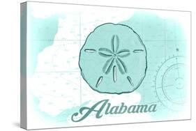 Alabama - Sand Dollar - Teal - Coastal Icon-Lantern Press-Stretched Canvas