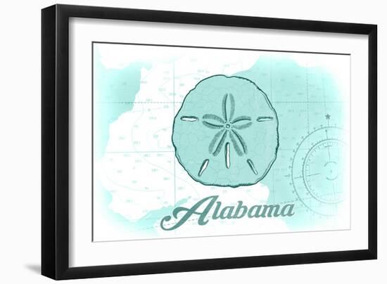 Alabama - Sand Dollar - Teal - Coastal Icon-Lantern Press-Framed Art Print