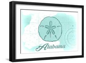 Alabama - Sand Dollar - Teal - Coastal Icon-Lantern Press-Framed Art Print