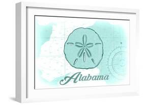 Alabama - Sand Dollar - Teal - Coastal Icon-Lantern Press-Framed Art Print