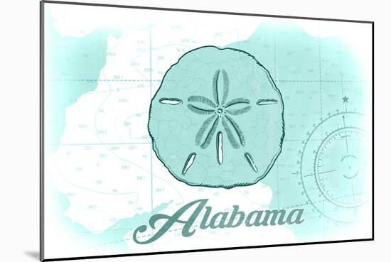 Alabama - Sand Dollar - Teal - Coastal Icon-Lantern Press-Mounted Art Print