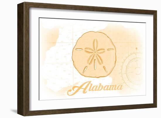 Alabama - Sand Dollar - Yellow - Coastal Icon-Lantern Press-Framed Art Print