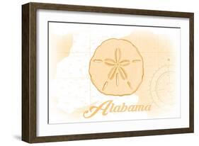 Alabama - Sand Dollar - Yellow - Coastal Icon-Lantern Press-Framed Art Print