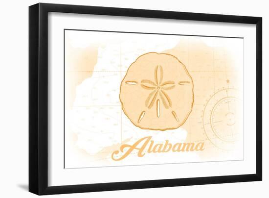 Alabama - Sand Dollar - Yellow - Coastal Icon-Lantern Press-Framed Art Print