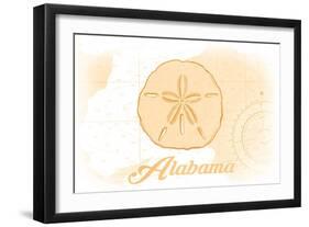Alabama - Sand Dollar - Yellow - Coastal Icon-Lantern Press-Framed Art Print