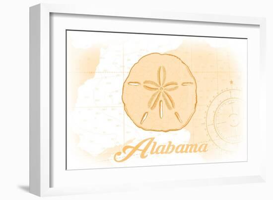 Alabama - Sand Dollar - Yellow - Coastal Icon-Lantern Press-Framed Art Print