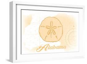 Alabama - Sand Dollar - Yellow - Coastal Icon-Lantern Press-Framed Art Print