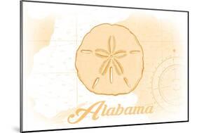Alabama - Sand Dollar - Yellow - Coastal Icon-Lantern Press-Mounted Art Print