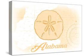 Alabama - Sand Dollar - Yellow - Coastal Icon-Lantern Press-Stretched Canvas