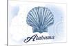 Alabama - Scallop Shell - Blue - Coastal Icon-Lantern Press-Stretched Canvas