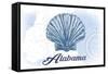 Alabama - Scallop Shell - Blue - Coastal Icon-Lantern Press-Framed Stretched Canvas