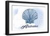 Alabama - Scallop Shell - Blue - Coastal Icon-Lantern Press-Framed Art Print