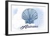 Alabama - Scallop Shell - Blue - Coastal Icon-Lantern Press-Framed Art Print