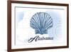 Alabama - Scallop Shell - Blue - Coastal Icon-Lantern Press-Framed Art Print