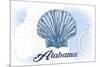 Alabama - Scallop Shell - Blue - Coastal Icon-Lantern Press-Mounted Art Print