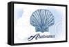 Alabama - Scallop Shell - Blue - Coastal Icon-Lantern Press-Framed Stretched Canvas