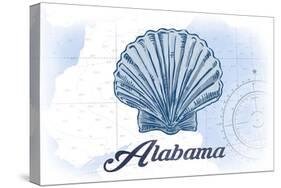 Alabama - Scallop Shell - Blue - Coastal Icon-Lantern Press-Stretched Canvas